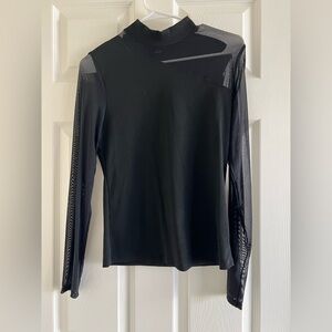 SHEIN Black Mesh Sleeve Top